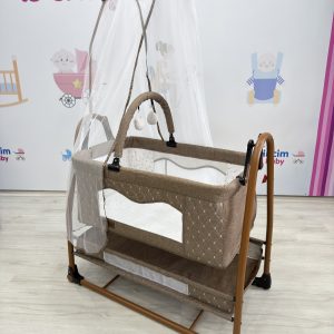 Katlanır büyük boy tekerlekli anne yanı beşik