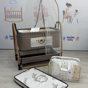 Anne Yanı Beşik Tekerlekli Sallanır & Sabitlenebilir(kahverengi)