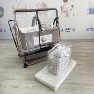 Anne Yanı Beşik Tekerlekli Sallanır & Sabitlenebilir (kahverengi)