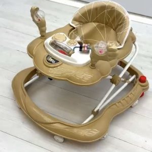 3 Kademeli Müzikli Oyuncaklı Mama Tablalı Yürüteç & Örümcek & İlk Adım -kahverengi